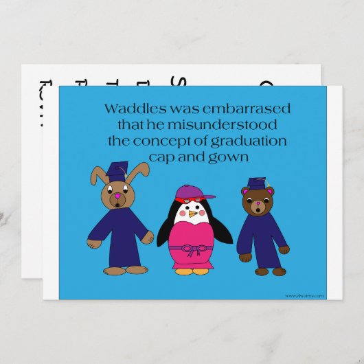 Waddles Afstuderen Foutuitnodiging Kaart (Voorkant / Achterkant)