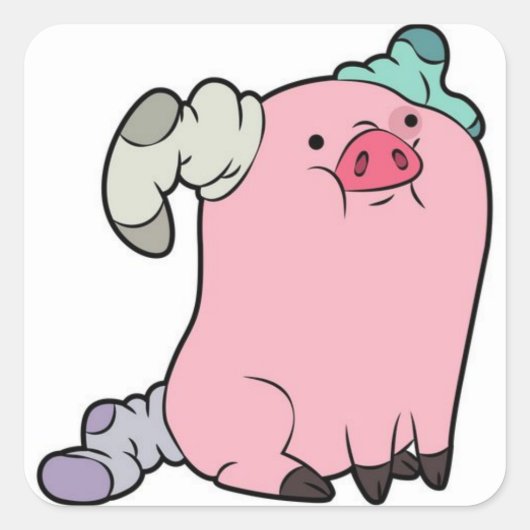 Waddles in socks vierkante sticker (Voorkant)