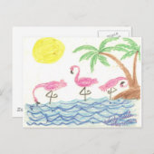 Wading Flamingos Briefkaart (Voorkant / Achterkant)