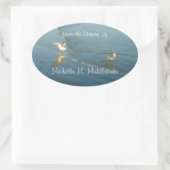 Wading Meeuwen Aangepaste Bookplate Ovale Sticker (Tas)