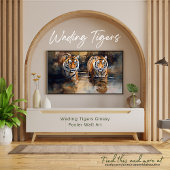 Wading Tigers Glossy Poster Wall Art Perfect Poster