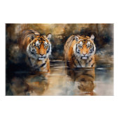 Wading Tigers Glossy Poster Wall Art Perfect Poster (Voorkant)