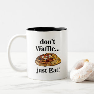 Wafeldessert Eten Grappig Tweekleurige Koffiemok