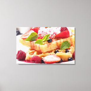 Wafelkoek met verse besvruchten canvas afdruk
