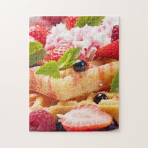 Wafelkoek met verse besvruchten legpuzzel