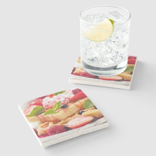 Wafelkoek met verse besvruchten stenen onderzetter (Zijkant)