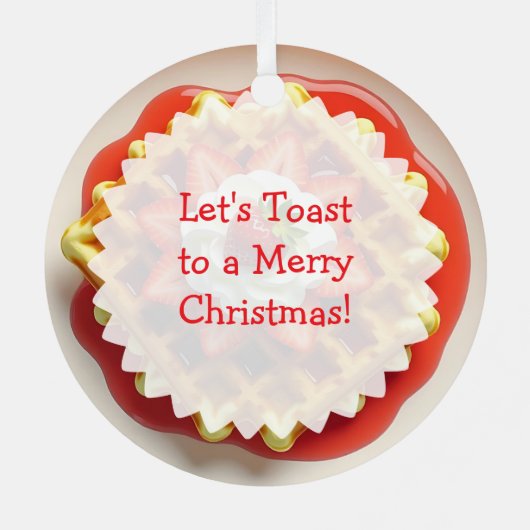 Wafels, aardbeien en slagroom Kerstmis Metalen Ornament (Achterkant)