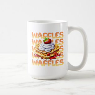 Wafels bedekt met aardbeien koffiemok