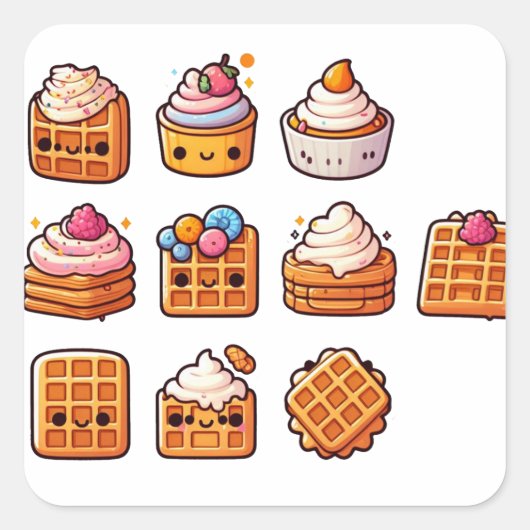 Wafels deel 2 vierkante sticker (Voorkant)
