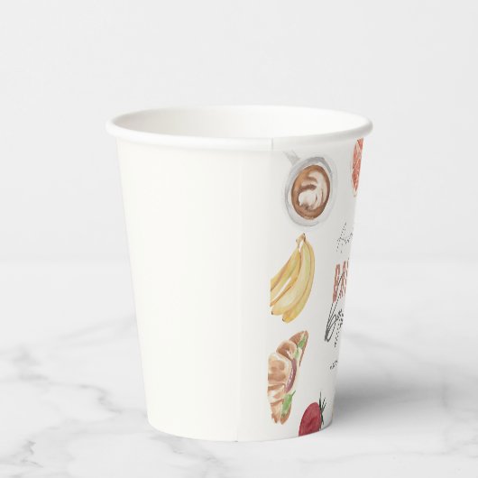 Wafels Koffie Fruiten Waterverf Bruids Brunch Papieren Bekers (Rechts)