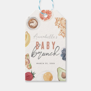 Wafels Koffie Vruchten Aquarel Baby Brunch Cadeaulabel