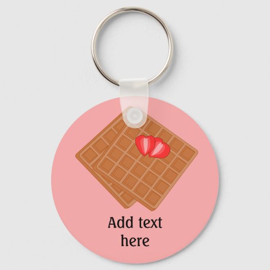 Wafels met aardbeienplezier grafisch - aangepaste  sleutelhanger (Voorkant)