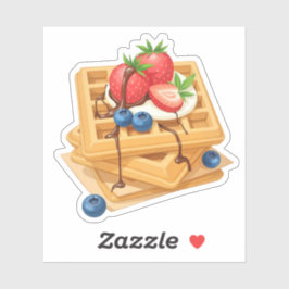 Wafels met bessen en chocolade motregen sticker