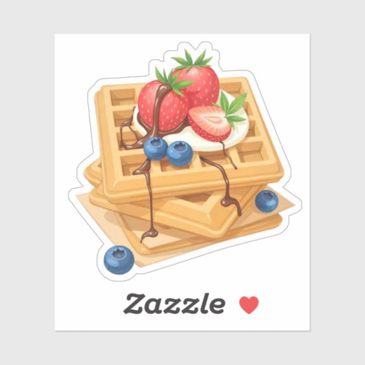 Wafels met bessen en chocolade motregen sticker (Vel)