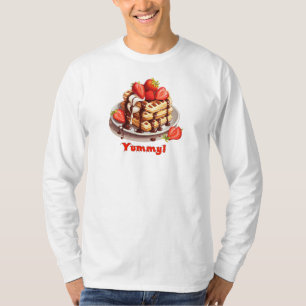 Wafels met chocolade en aardbeien t-shirt