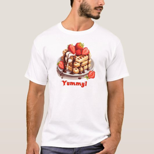 Wafels met chocolade en aardbeien t-shirt (Voorkant)