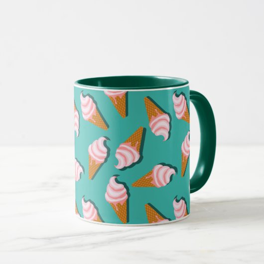 Waffle cones ice cream and frozen yogurt pattern c mok (Voorkant rechts)