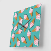 Waffle cones ice cream and frozen yogurt pattern vierkante klok (Hoek)