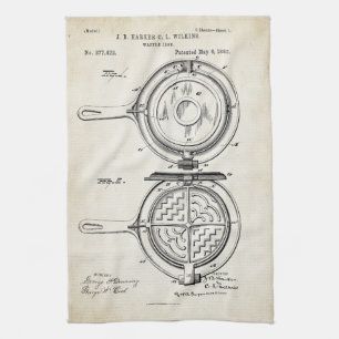 Waffle Iron Patent Print 1883 Handdoek