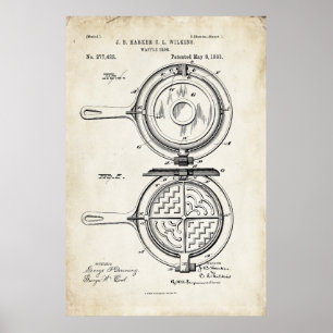 Waffle Iron Patent Print Poster 1883