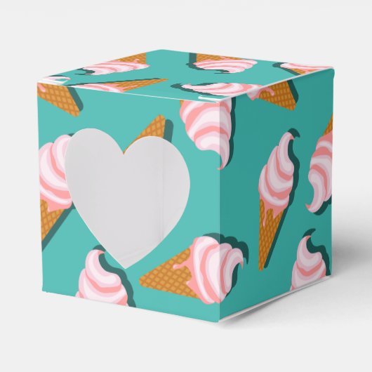 Waffle-kegels, ijs en bevroren yoghurtpatroon bedankdoosjes (Voorkant Zijde)