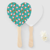 Waffle-kegels, ijs en bevroren yoghurtpatroon handwaaier (Voorkant en achterkant)