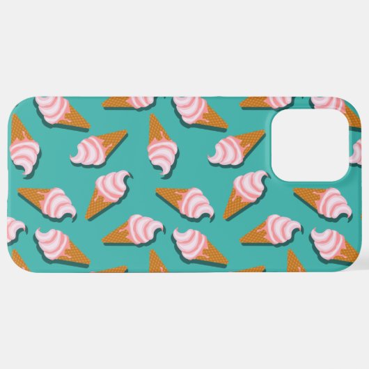 Waffle-kegels, ijs en bevroren yoghurtpatroon iPhone hoesje (Achterkant horizontaal)