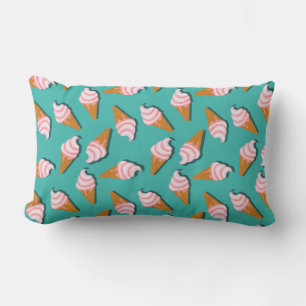 Waffle-kegels, ijs en bevroren yoghurtpatroon kussen