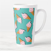 Waffle-kegels, ijs en bevroren yoghurtpatroon latte mok (Rechts)