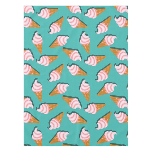 Waffle-kegels, ijs en bevroren yoghurtpatroon tafelkleed (Voorkant)