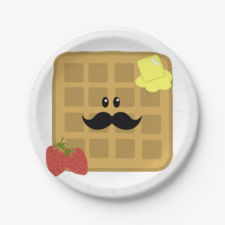 Waffle Mustache Man met aardbeien Papier Bord