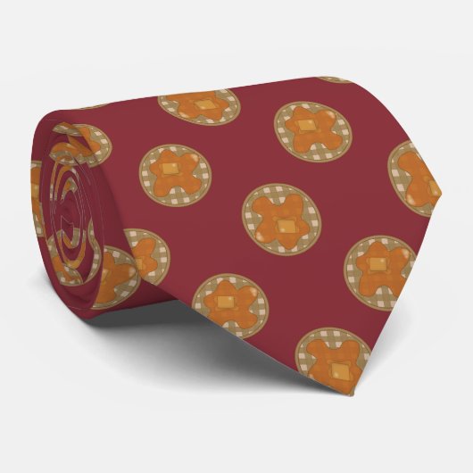 Waffle Polka Dot Pattern in Burgundy Stropdas (Opgerold)