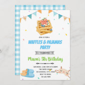 Waffle pyjama verjaardagsuitnodiging bedankkaart (Voorkant / Achterkant)