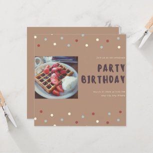 Waffle Rise and Shine Birthday Invitation Kaart