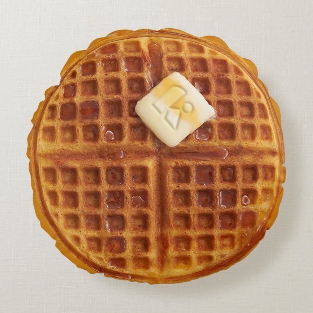 Waffle Round Sierkussen Rond Kussen (Voorkant)