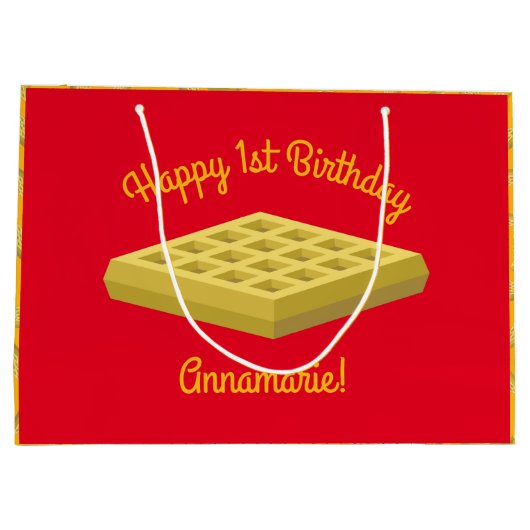 Waffle Schattige Ontbijt Verjaardagsfeest Groot Cadeauzakje (Achterkant)