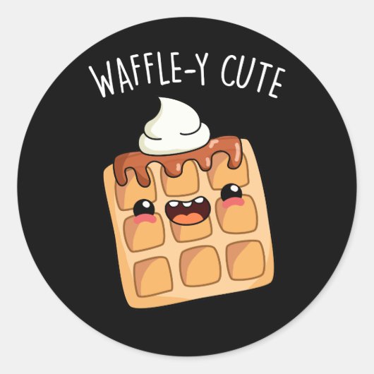 Waffle-y Funny Waffle Pun Ronde Sticker (Voorkant)