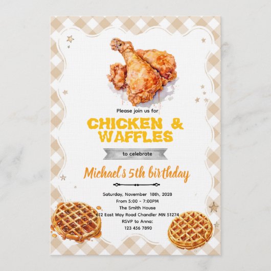 Waffles and chicken party Invitation (Devant)