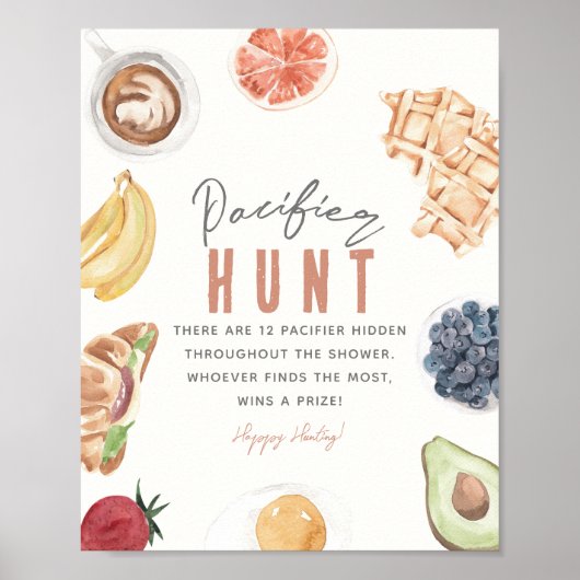 Waffles Coffee Fruits Baby Brunch Pacifier Hunt Poster (Voorkant)