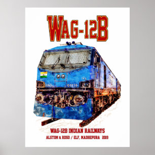 WAG-12B-locomotief. Goederentrein van Indian Railw Poster