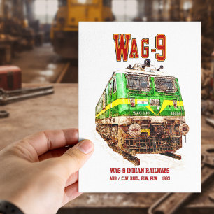 WAG-9 locomotief. goederentrein van de Indiase spo Briefkaart