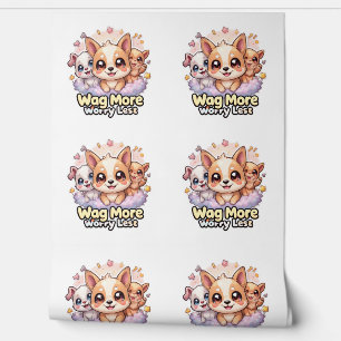 Wag Meer Zorgen Minder Schattigee Puppy Muurschild Behang