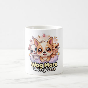 Wag Plus Inquiète Moins Mug Cute Puppy Coffee Coup