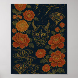 Wagara "Storm van de Oni: Traditionele Japanse kun Poster