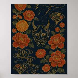 Wagara "Storm van de Oni: Traditionele Japanse kun Poster