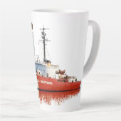 WAGB 83 Mackinaw rouge info latte mug (Angle droit)