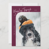 Wagging Door Winter Hond Cranberry Kerstmis Feestdagenkaart (Voorkant)