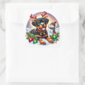 Wagging Tails, kerstgewei! Vierkante Sticker (Tas)