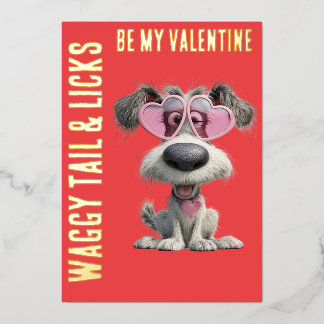 WAGGY TAIL & LICKS Gold Foil Valentine's Day Folie Feestdagenkaart