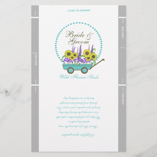 Wagon and Flowers Packet Sjabloon Wedding Favor (Voorkant)
